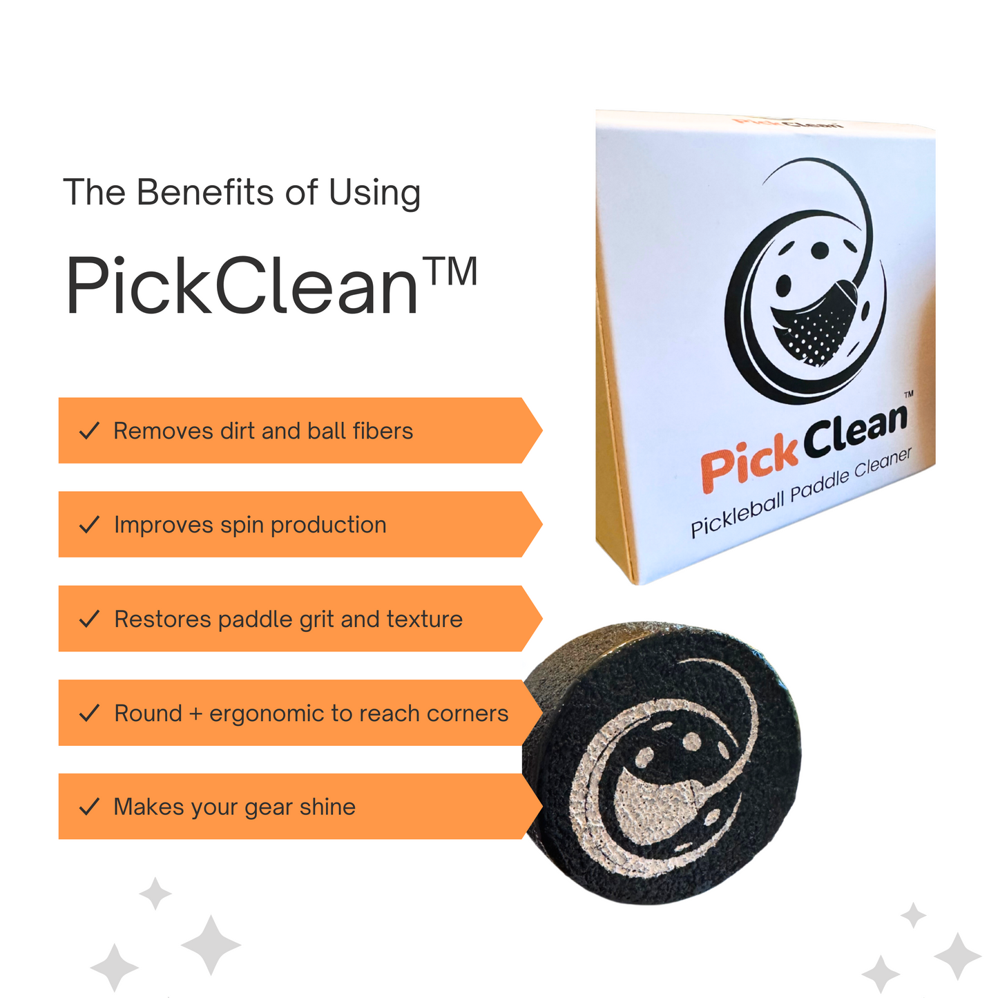 PickClean™ Pickleball Paddle Cleaner and Eraser for Carbon Fiber & Graphite